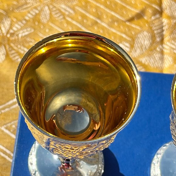 NIB Set of Six Silver-plated, Gold lined Sherry, Sweet Port, Liqueur Goblets - Picture 3 of 9